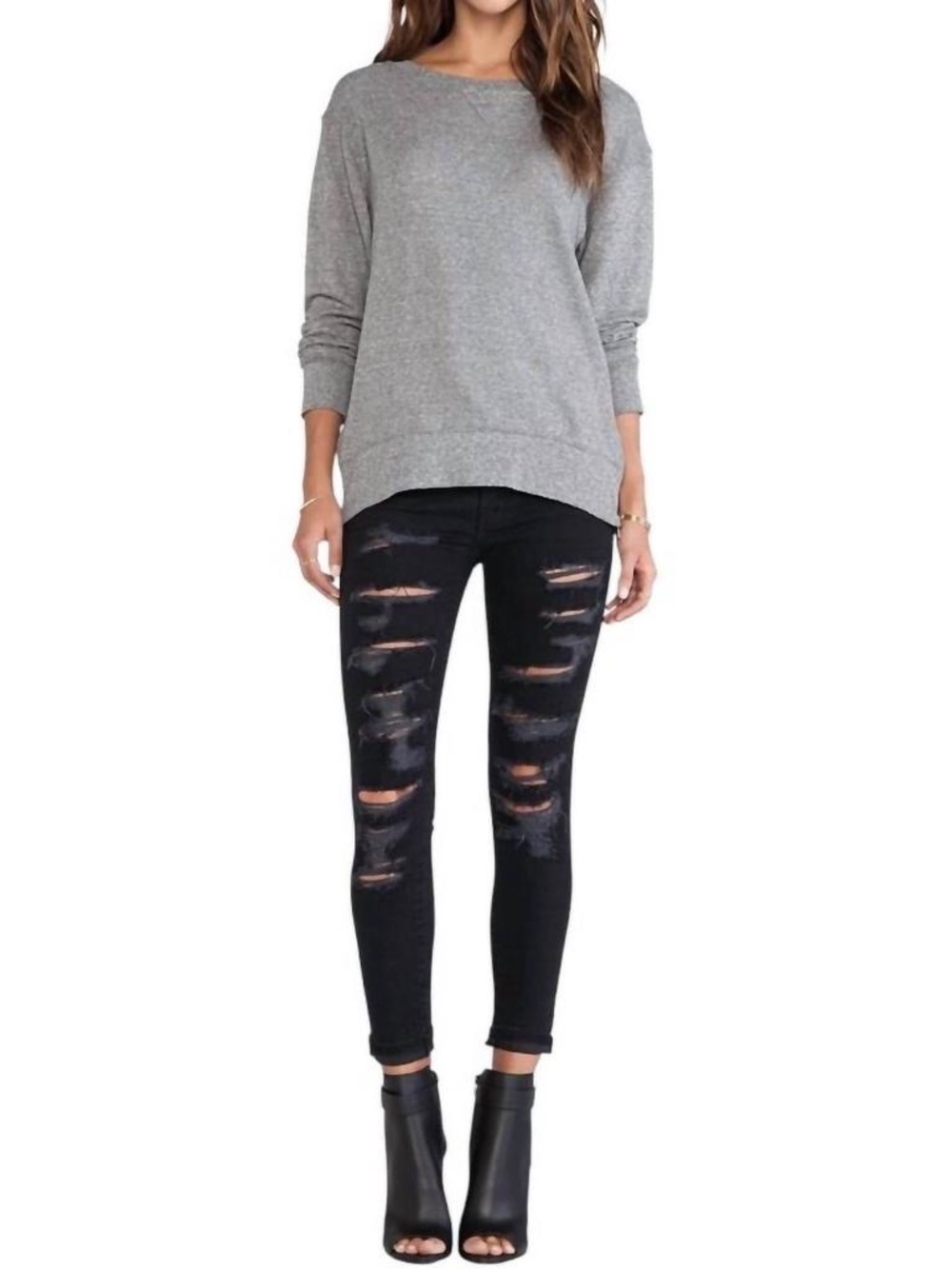 Current/Elliott Black Distressed Jeans